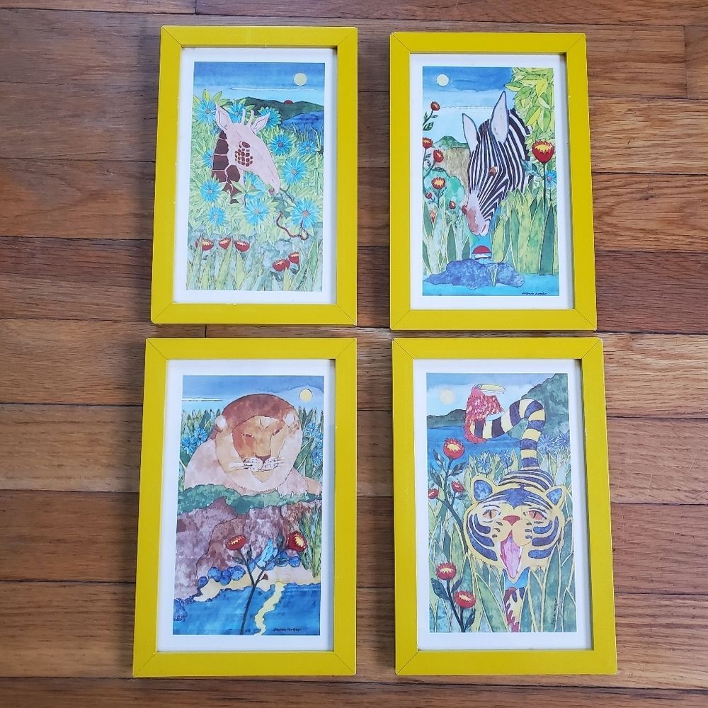 Boho jungle themed art prints custom frames vintage